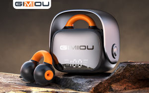 GIMIOU Metal Mini Bluetooth Earphones Wireless Bone Conduction Earbuds Ear Clip TWS Noise Cancelling Headphones Stereo Bass Sports Headset with Mic for iPhone Android Phones