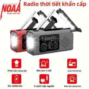 Đèn LED Khẩn Cấp Chuyên Nghiệp Tích Hợp Radio Năng Lượng Mặt Trời Sạc Tay Quay Chống Nước Đèn Pin Di Động 4000/2000mAh Dùng Cho Trường Hợp Khẩn Cấp