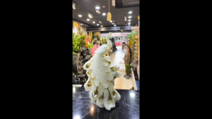 Royal White & Gold Marble Dust Peacock Pair Set