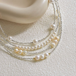 Shiny Short Pearl Pendant Necklace Silver Design Sensation French Style Lockbone Chain Jewelry Fashion Accessories for Women