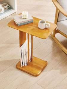Nordic Style Wooden Mobile Sofa Side Table Living Room Simple Small Tea Table Storage Rack Japanese Style Bedroom Bedside Corner Table