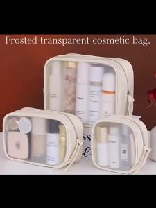 Matte Semi Transparent Makeup Bag Travel Wash Bag Cosmetics Storage Bag Portable Toiletry Bag Organizer
