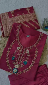 [PRE-ORDER] Size M to 2XL KURTI PANT OR DUPPAT FABRIC:- ROMAN SILK  WITH Hand Work  sets_360