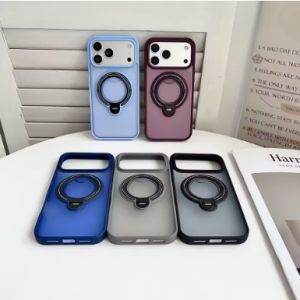 360° Rotating Holder Magnetic Phone Case For iPhone 17 18 Pro Max 18PM 5G Stand Phone Cover Luxury Frosted Back Panel Shell