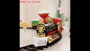 Đồ chơi lắp ráp đường ray xe lửa Giáng Sinh 2023 Mô hình tàu hỏa Merry Chirstmas ông già Noel chở quà trang trí cây thông decor phòng