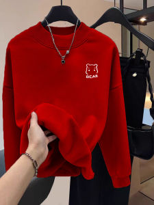 เสื้อสเวตเตอร์คอปกสูงแบบสวมหัวสำหรับผู้หญิง ทรงหลวม แขนยาว ผ้าผสมคอตตอนและโพลีเอสเตอร์ ทรงพอดีตัว แฟชั่นฤดูใบไม้ร่วง