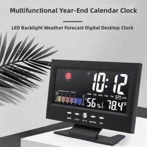 Smart Multi-Function Night Light Alarm Clock Weather Forecast Color Screen Home Electronic Clock with Gregorian Calendar Table Clock