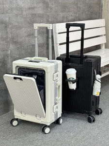 USB Charging Front Open Buckle Cover Draw-Bar Luggage Aluminum Frame Large Capacity 24 Multi-Function Cup Holder Strong and Durable 20