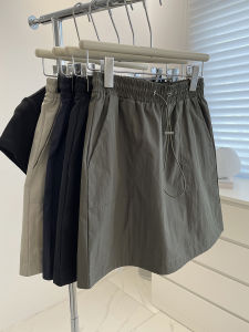 Lightweight Outdoor Workwear Mini Skirt Womens A-Line Half-length Slimming Pants Summer High Waist Solid Color Polyester Fiber