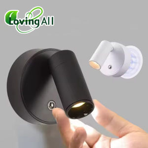 LED Light Magnetic USB Rechargeable Wall Light Spotlight Wireless No Wiring No Punch Reading Light Bedroom Bedside Light