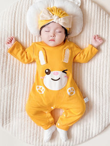Pure Cotton Baby Romper Suit for Newborn Boys And Girls Autumn Spring Sleepwear Crawling Suit Initials Infant Sleepwear