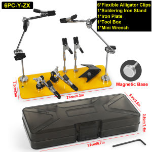 Magnetic Helping Hands Soldering Third Hand with 6/8 Flexible Alligator Clips/Tool Box Adjust PCB Holder Electronic Repair Tool