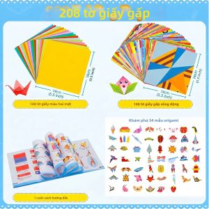 Bộ Giấy Origami 96-208 Tờ Kèm Sách Hướng Dẫn Bộ Dụng Cụ Giấy Thủ Công Cho Các Dự Án Nghệ Thuật Lớp Học Thủ Công Và Quà Tặng