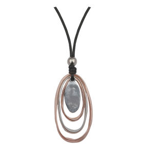 Vintage Women Long Leather Necklace Contrast Color Metal Circle Pendant Suspension Chains Collares Necklace Jewelry