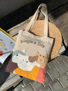 Hikosen Cara (Japan) | Cute Cats Japanese Style Cotton Shoulder Bag Handbag