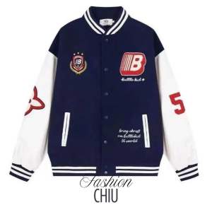 Áo khoác varsity áo khoác bomber bóng chày thêu huy hiệu phong cách năng động áo bomber chất dạ dày dặn phối tay da