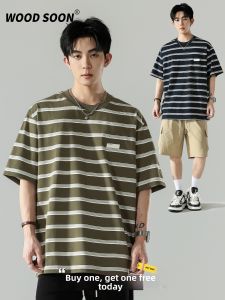 Wood soon | Retro Color-Block Comfortable Mens Short Sleeve T-Shirt
