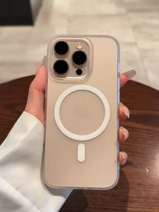 CrashStar MagSafe Kabut Es Frosted Translucent Hard Tipis Phone Case For iPhone 17 16 15 Pro Max Plus 16e 14 13 12 11 Pro Max Magnetic Wireless Charging Phone Casing Matte Anti-fingerprint Simple Phone Cover