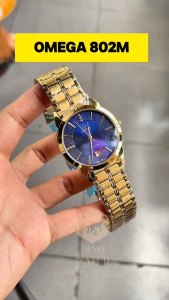 Đồng hồ nam nữ ANBSHOP OMEHA mặt tròn 802m - dây thép máy pin - size 38mm 28mm