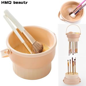 Makeup Brush Cleaner Mat 3 in 1 Silicone Washing Bowl with Brushes Scrubber Foldable Powder Puff Cosmetic Sponge Drying Tools