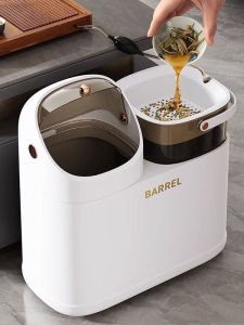 Modern Minimalist Office Tea Table Wastewater Bucket Trash Can Low Profile Dry Wet Separation Drainage Water Storage Bucket