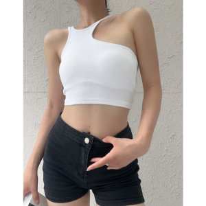 Áo Ba Lỗ Ngắn Phong Cách Mỹ Mát Mẻ Mát Mẻ Thể Thao Mùa Hè Che Chắn Phụ Nữ Cổ Treo Dây Đeo Chéo Áo Ngực Áo Ngực Áo Ba Lỗ