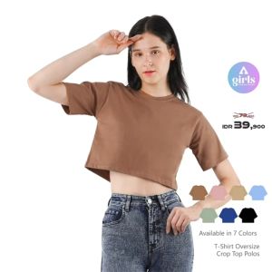 Aerostreet T Shirt Oversize Crop Top Polos Gelap Woman KAC03