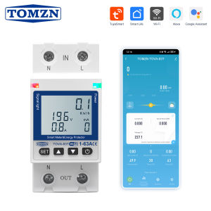 Reclosable Smartlife TUYA WIFI Circuit Breaker 63A 110V 220V Energy Meter Metering Timer With Voltage Current Leakage Protection