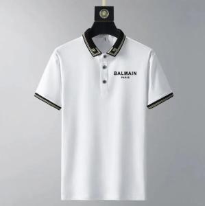 Original BALMAINˉPARIS Mens Classic Short Sleeve Solid Performance Deck Polo Shirt Quick Dry Polo Short Sleeve T-Shirt Running Workout Polo Shirts