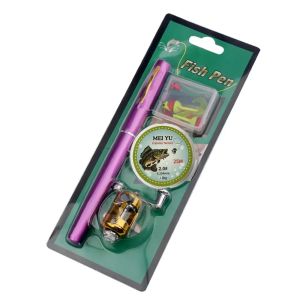 [Fish Rod+Reel+Line+Accessories] Pocket Fishing Rod Reel Full Kit Telescopic Mini Fishing Pole Pen Shape Folded Fishing Rod Kit