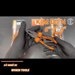 Kìm Điện Kềm Răng đa năng công nghiệp 7"/180mm 101007 WOKIN thép CR-V màu đen dùng để cắt kẹpuốn các vật liệu