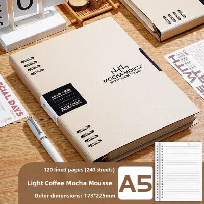 Thickened Simple Detachable Notebook High Aesthetic Detachable B5/A5 Ring Binder 8 Rings Horizontal Line Book Replaceable Core for High School Students And Postgraduate Exams