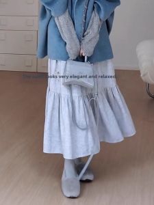 XUECAIQI | Winter Elegant Blue Korean Style Matching Coat Skirt Set