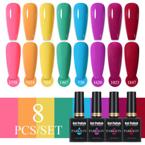 Parkson 8pcs/Set Nail Gel Polish Set HEMA/TPO Free Semi Permanent Nail Polish Super Texture Ultra Glossy Long Lasting Top Gel