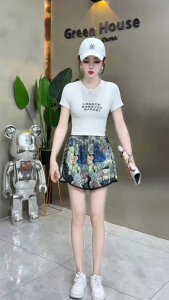 SH HOME กางเกงขาสั้นผู้หญิงเอวสูงลายหมีสองสี | ใส่ได้หลากสไตล์ในตัวเดียว ผ้าใส่สบายดีระบายอากาศ แฟชั่นน่ารัก QC-KZ9001