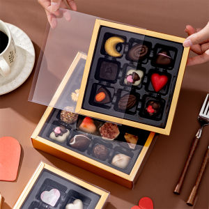 Hộp Đựng Đồ Thủ Công DIY Mới Trong Suốt Hộp Đựng Kẹo Tráng Men Hộp Đựng Sô Cô La Truffles Hộp Đựng Đồ Ăn Nhẹ 4/9/16 Ngăn