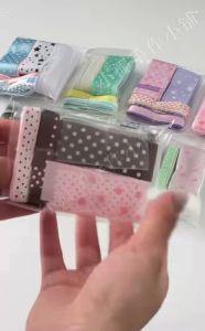 10PC Mix Korean Style Ins Coffee Powder Polka Dot Star Ribbon DIY Bar Support Stick Bow Material Package Ribbon Decoration Gift