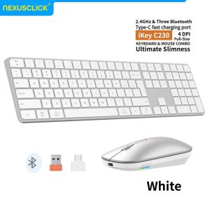 NexusClick Rechargeable Wireless Keyboard Mouse Combo4-Channel 2.4G/BTSlim Quiet KeysAdjustable DPI for PC Laptop Mac Office