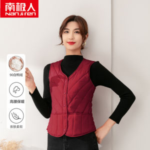 Antarctic People Womens Short Lightweight down Vest Autumn Winter Inner Wear Warm Close-Fitting Ladies Vest Jacket
