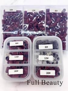 210pcs/Box Sanding Cap Bands For Electric Manicure Machine 180/120/80 Grit Nail Drill Grinding Bit Files Pedicure Tool Set