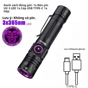 Đèn Pin LED UV Công Suất Cao 3x365nm/395nm Sạc USB Đèn Đen Dùng Để Phát Hiện Vết Bẩn Của Thú Cưng (mèo Chó) Nấm Da Săn Bọ Cạp