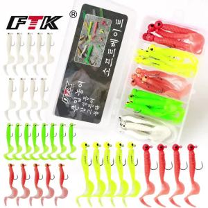 Bộ Dụng Cụ Câu Cá Biển Mềm FTK 31 Món/bộ Bao Gồm Móc Jig Mồi Giả Dạng Sâu Tôm Silicon Mồi Giả Bơi Cho Biển Sông Hồ