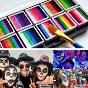 12 Gird Water-Based Rainbow Palette Childrens Face Body PaintWashable Ideal for DIY CraftsHalloween Stage MakeupFace Paint