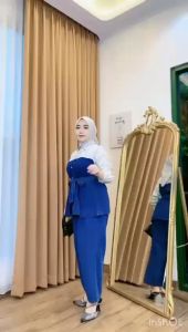 SJM SETELAN JEANS KATUN IKAT PINGGANG FULL KANCUNG ATASAN DENIM 7377-2