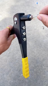 Heavy Duty Hand Riveter Rivet Gun Riverting Tool Yellow Handle Fastener Household Tool Pop Rivet Gun Yellow Steel Iron Hand Riveter Blind Gun With Free 100pcs Nails