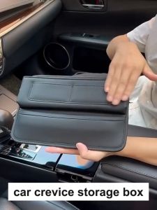 Car slot storage box PU Leather Car Center Console Side Pocket Universal Slit Gap Filler Car Front Seat Gap Organizer.