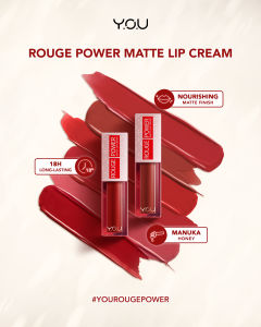 YOU Rouge Power Matte Lip Cream | Matte Finish Tahan Lama Nourishing with Manuka Honey | Y.O.U Lip Cream
