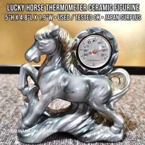 LUCKY HORSE THERMOMETER CERAMIC FIGURINE • JAPAN SURPLUS • HOME DECOR