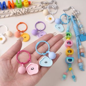 Kẹo nhựa màu Macaron mặt cười Keychain tự làm phụ kiện tinh tế Móc Khóa Túi đai móc chìa khóa