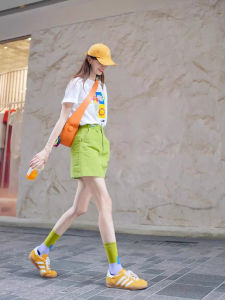 Slimming Effect Loose Fit Short Sleeve T-Shirt Womens Spring Summer Print Casual Style Korean Version Cotton round Neck Top